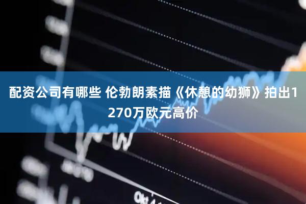 配资公司有哪些 伦勃朗素描《休憩的幼狮》拍出1270万欧元高价